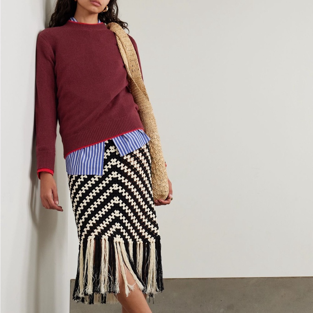 Wales Bonner Sweater Cashmere Crewneck Steady‎ Two-Tone Colorblock Pullover S
